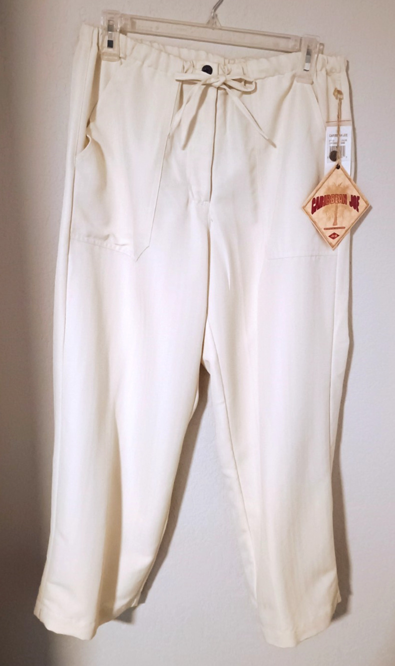 Caribbean Joe Ivory Cream Wide Leg Crop Pants Sz M NWT